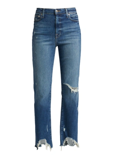 Jonathan Simkhai River High-rise Distressed Stretch Ankle Crop Jeans In Distressed Atlantic