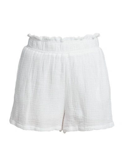 Monrow Pinstripe Gauze Flowy Shorts In White