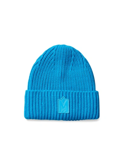 Mackage Cuffed Logo-patch Beanie In Aqua