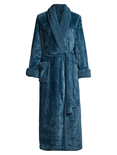 Natori Faux-shearling Sherpa Robe In Morning Teal