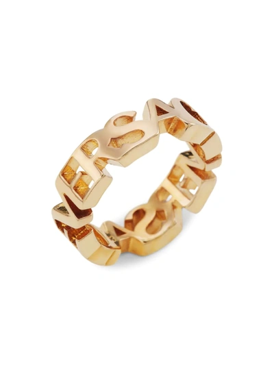 Versace Goldtone Logo Band Ring