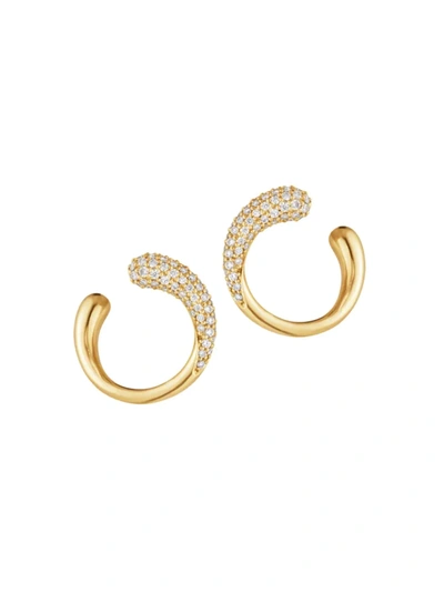 Georg Jensen 18k Yellow Gold Pave Diamond Mercy Stud Earrings