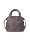 Mz Wallace Sutton Deluxe Small Metallic Top-handle Bag In Magnet