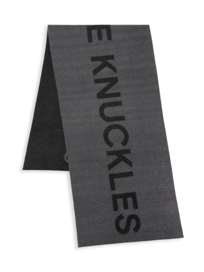 Moose Knuckles Men's Wool & Cashmere Blend Contrast Logo Scarf In Blackgrey
