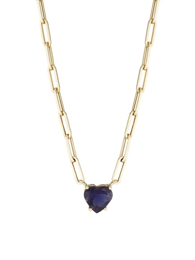 Saks Fifth Avenue Women's 14k Yellow Gold & Blue Iolite Heart Pendant Necklace