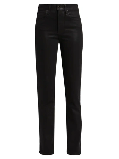 Le Jean Lara Coated Slim Straight-leg Jeans In Black Coated