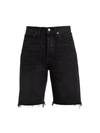 Agolde Parker Black Distressed Denim Shorts In Fallen