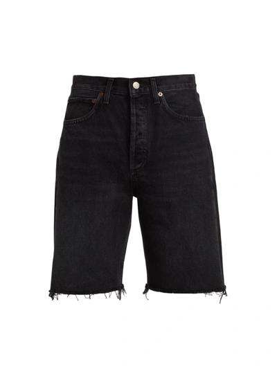 Agolde Parker Black Distressed Denim Shorts In Vortex