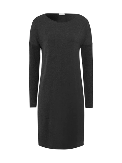 Hanro Natural Elegance Long Sleeve Gown In Black