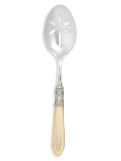 Vietri Aladdin Antique Aqua Slotted Serving Spoon In Ivory