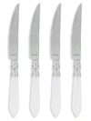 Vietri Aladdin Brilliant Aqua 4-piece Steak Knives Set In White