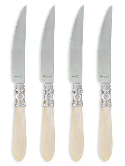 Vietri Aladdin Brilliant Aqua 4-piece Steak Knives Set In Ivory