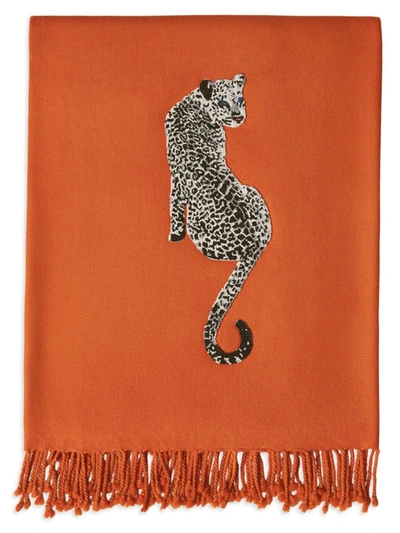 Jonathan Adler Discv Leopard Embellished Throw Orange