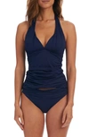 La Blanca Island Goddess Halter Tankini Swim Top In Indigo