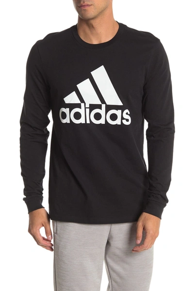 Adidas Originals Adidas Men's Basic Badge Of Sport Long-sleeve Crewneck T-shirt In Black