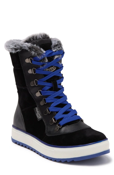Aquatherm By Santana Canada Maya Faux Fur Lined Lace-up Boot In Blk-royal