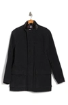 Cole Haan Signature Wool Blend Faux Fur Lined Stand Collar Jacket In Charcoal