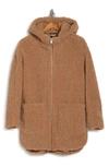 Andrew Marc Seneca Faux Shearling Hooded Jacket In Camel
