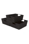 Sorbus Woven Strap Tote Baskets In Black