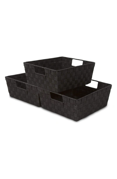 Sorbus Woven Strap Tote Baskets In Black