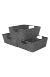 Sorbus Woven Strap Tote Baskets In Grey