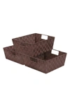 Sorbus Woven Strap Tote Baskets In Chocolate