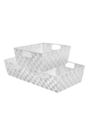 Sorbus Woven Strap Tote Baskets In White