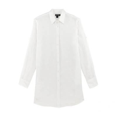 Vilebrequin Linen Button Front Shirt Swim Cover-up In White