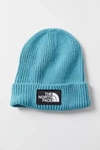 The North Face Tnf Logo Box Cuffed Beanie In Storm Blue