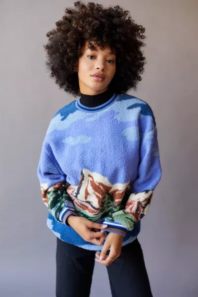 Out From Under Sherpa Pullover Sweatshirt In Green Multi