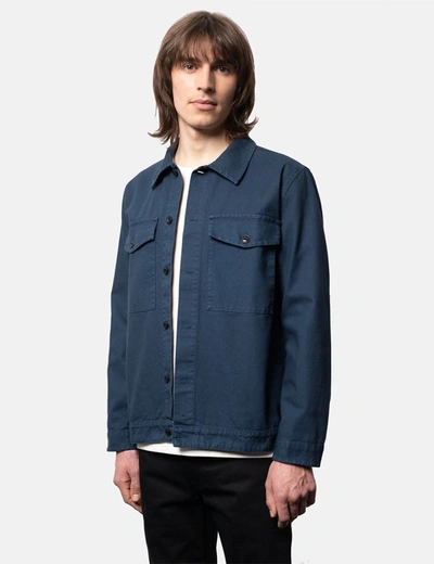 Nudie Jeans Glen Organic-cotton Padded Overshirt In Navy