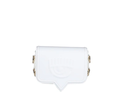 Chiara Ferragni Eyelike  Bag / Pouch In Patent Synthetic Leather In White