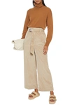 BRUNELLO CUCINELLI CROPPED BELTED COTTON-CORDUROY WIDE-LEG PANTS,3074457345626912756