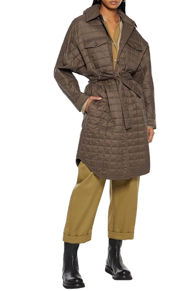 Brunello Cucinelli Bead-embellished Quilted Shell Hooded Down Coat In Brown