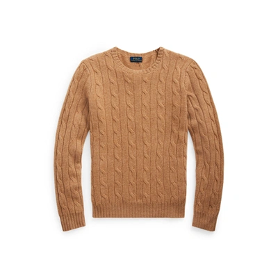 Ralph Lauren Cable-knit Cashmere Sweater In Collection Camel Melange