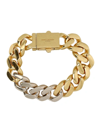 Saint Laurent Two-tone Chain Bracelet In Gold