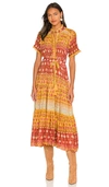 Free People Rare Feeling Pleated Maxi Dress In Goldenrod Combo