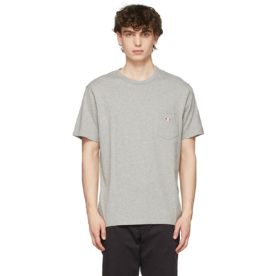 Maison Kitsuné Grey Tricolor Fox Patch Pocket T-shirt