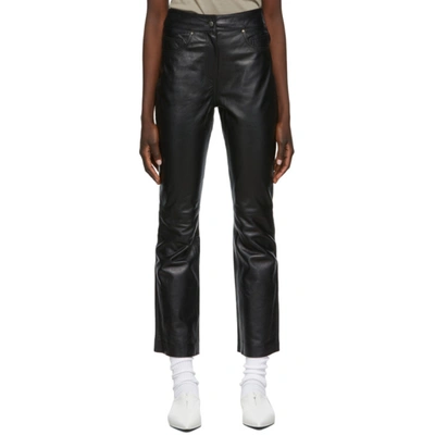 Stand Studio Black Leather Avery Cropped Trousers In 89900 Black