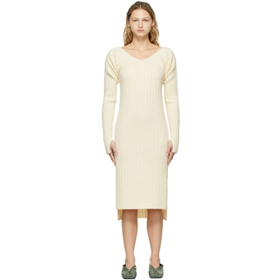 Determ Off-white Collagen Sleeve Knit Dress In Milk