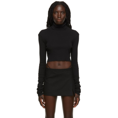 Éterne Ssense Exclusive Black Crop Ribbed Turtleneck