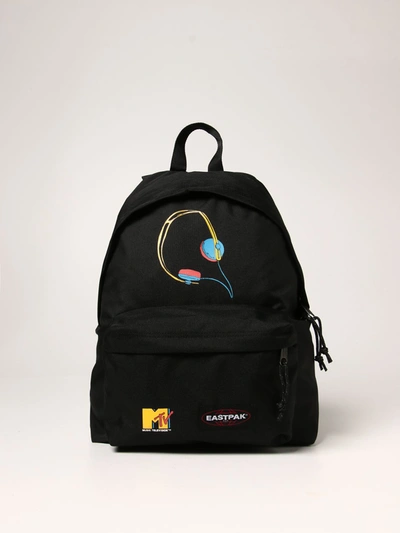 Mtv X Eastpak Padded Pak'r Sound System  Backpack In Canvas With Printed Headphones In Black