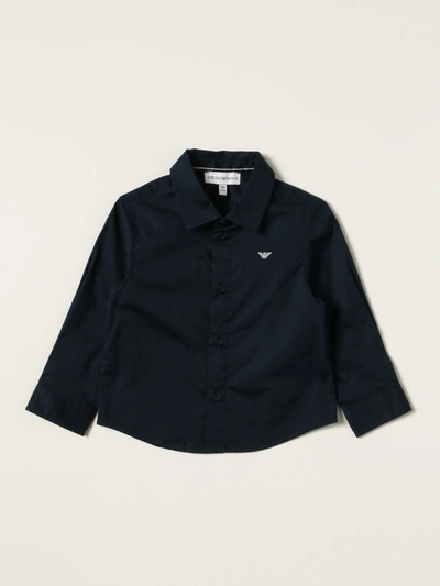 Emporio Armani Babies' Shirt With Logo In Blue