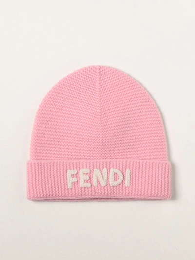 Fendi Bobble Hat With Logo In Pink