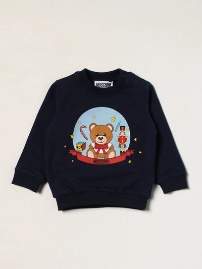 Moschino Baby Babies' Sweatshirt With Teddy Print In Blue