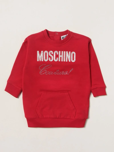 Moschino Baby Babies' Sweatshirt Dress With Logo In Red