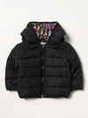 Moschino Baby Babies' Jacket With Multicolor Logo In Black
