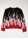 Vision Of Super Flame-print Intarsia-knit Jumper In Black