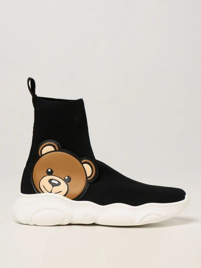 Moschino Baby Kids' Sock Sneakers With Teddy In Black