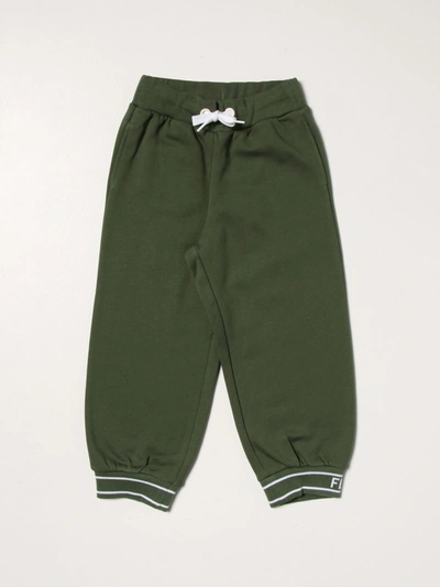 Fendi Kids' Cotton Jogging Trousers In Green